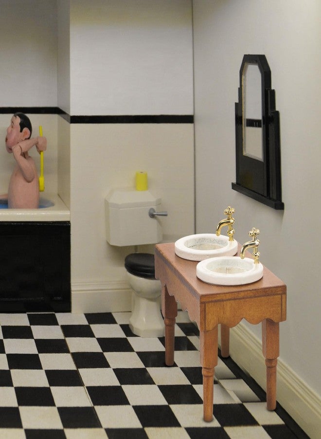JOINPAYA 1/12 Scale Dollhouse Basin Sink: Mini House Bathroom Furniture Basin Mini Cabinet Adornments for Bathroom Scene Prop - Image 3